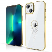 Capa Iphone 13 Kingxbar Swarovski Crystal Dourado
